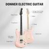 imageDonner 39 Inch Electric Guitar Designer Series DST200 Stylish Solid Body Electric Guitar for Beginner Intermediate ampamp Pro Players Single Coil Split System Includes Bag Cable StrapBlossom Pink