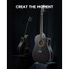 imageDonner 41Inch Acoustic Electric Guitar Kit for Beginners Full Size with Capo Picks Tuner Strings Strap  Blackblack