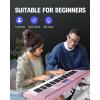 imageDonner 61 Key Keyboard Piano Electric Piano Keyboard Kit with 249 Voices 249 Rhythms  Includes Piano Stand Stool Microphone Gift for Beginners Black DEK610SPink Kit