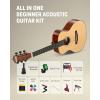 imageDonner Acoustic Guitar for Beginner Adult 36 Dreadnought 34 Size Black Guitar Bundle Package Kit Travel Spruce Wood With Gig Bag Capo Tuner Strap String Guitar Picks DAG1MBDAT110DNatural
