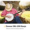 imageDonner Banjolele 4 String Banjo Ukulele kit Stringed Musical Instruments for Adult Beginner with Banjo Tuners Gig Bag Picks Skeleton 23 Inch SapeleLarge Size