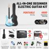 imageDonner DST100S 39 Inch Full Size Electric Guitar Kit Solid Body Sunburst Beginner Starter with Amplifier Bag Capo Strap String Tuner Cable PicksLake Blue