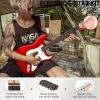 imageDonner DST100S 39 Inch Full Size Electric Guitar Kit Solid Body Sunburst Beginner Starter with Amplifier Bag Capo Strap String Tuner Cable PicksRed