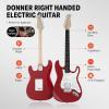 imageDonner DST100S 39 Inch Full Size Electric Guitar Kit Solid Body Sunburst Beginner Starter with Amplifier Bag Capo Strap String Tuner Cable PicksRed