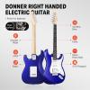 imageDonner DST100S 39 Inch Full Size Electric Guitar Kit Solid Body Sunburst Beginner Starter with Amplifier Bag Capo Strap String Tuner Cable PicksSapphire Blue