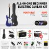 imageDonner DST100S 39 Inch Full Size Electric Guitar Kit Solid Body Sunburst Beginner Starter with Amplifier Bag Capo Strap String Tuner Cable PicksSapphire Blue