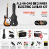 imageDonner DST100S 39 Inch Full Size Electric Guitar Kit Solid Body Sunburst Beginner Starter with Amplifier Bag Capo Strap String Tuner Cable PicksSunburst