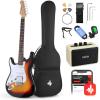 imageDonner DST100S 39 Inch Full Size Electric Guitar Kit Solid Body Sunburst Beginner Starter with Amplifier Bag Capo Strap String Tuner Cable PicksSunburst