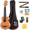 imageDonner Soprano Ukulele Mahogany 21 inch Ukelele Beginner Kit Online Lesson Gig Bag Strap Nylon String Tuner Picks Cloth DUS1 Ukalalee Set Christmas GiftMahogany