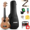 imageDonner Soprano Ukulele Mahogany 21 inch Ukelele Beginner Kit Online Lesson Gig Bag Strap Nylon String Tuner Picks Cloth DUS1 Ukalalee Set Christmas GiftBrown