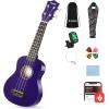 imageDonner Soprano Ukulele for Beginners 21 Inch Ukelele Starter Bundle Kit with Free Online Lessons Bag Strap String Tuner Picks Cloth Ukalalee Yukalalee BlackPurple