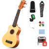 imageDonner Soprano Ukulele for Beginners 21 Inch Ukelele Starter Bundle Kit with Free Online Lessons Bag Strap String Tuner Picks Cloth Ukalalee Yukalalee BlackNatural