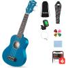 imageDonner Soprano Ukulele for Beginners 21 Inch Ukelele Starter Bundle Kit with Free Online Lessons Bag Strap String Tuner Picks Cloth Ukalalee Yukalalee BlackBlue