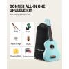 imageDonner Soprano Ukulele for Beginners 21 Inch Ukelele Starter Bundle Kit with Free Online Lessons Bag Strap String Tuner Picks Cloth Ukalalee Yukalalee BlackCyan Blue