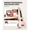 imageDonner Soprano Ukulele for Beginners 21 Inch Ukelele Starter Bundle Kit with Free Online Lessons Bag Strap String Tuner Picks Cloth Ukalalee Yukalalee BlackLight Pink
