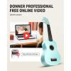 imageDonner Soprano Ukulele for Beginners 21 Inch Ukelele Starter Bundle Kit with Free Online Lessons Bag Strap String Tuner Picks Cloth Ukalalee Yukalalee BlackCyan Blue