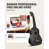 imageDonner Soprano Ukulele for Beginners 21 Inch Ukelele Starter Bundle Kit with Free Online Lessons Bag Strap String Tuner Picks Cloth Ukalalee Yukalalee BlackBlack