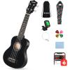 imageDonner Soprano Ukulele for Beginners 21 Inch Ukelele Starter Bundle Kit with Free Online Lessons Bag Strap String Tuner Picks Cloth Ukalalee Yukalalee BlackBlack