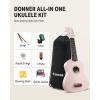 imageDonner Soprano Ukulele for Beginners 21 Inch Ukelele Starter Bundle Kit with Free Online Lessons Bag Strap String Tuner Picks Cloth Ukalalee Yukalalee BlackLight Pink