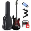imageDonner 39 Inch Electric Guitar Designer Series DST200 Stylish Solid Body Electric Guitar for Beginner Intermediate ampamp Pro Players Single Coil Split System Includes Bag Cable StrapVoid Black