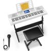 imageDonner 61 Key Keyboard Piano Electric Piano Keyboard Kit with 249 Voices 249 Rhythms  Includes Piano Stand Stool Microphone Gift for Beginners Black DEK610SWhite Kit