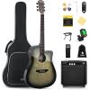 imageDonner Acoustic Electric Guitar Full Size Kit for Beginner Intermediate with Amplifier Capo Pick Tuner Strings Strap  41 InchRetro