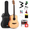 imageDonner Acoustic Guitar for Beginner Adult 36 Dreadnought 34 Size Black Guitar Bundle Package Kit Travel Spruce Wood With Gig Bag Capo Tuner Strap String Guitar Picks DAG1MBDAT110DNatural