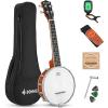 imageDonner Banjolele 4 String Banjo Ukulele kit Stringed Musical Instruments for Adult Beginner with Banjo Tuners Gig Bag Picks Skeleton 23 Inch SapeleConcert Size