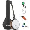 imageDonner Banjolele 4 String Banjo Ukulele kit Stringed Musical Instruments for Adult Beginner with Banjo Tuners Gig Bag Picks Skeleton 23 Inch SapeleLarge Size