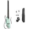 imageDonner HUSH I Guitar For Travel  Portable UltraLight and Quiet Performance Headless AcousticElectric Guitar Maple Body with Removable Frames Gig Bag and AccessoriesMint Green