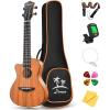 imageDonner Soprano Ukulele Mahogany 21 inch Ukelele Beginner Kit Online Lesson Gig Bag Strap Nylon String Tuner Picks Cloth DUS1 Ukalalee Set Christmas GiftConcert