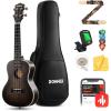 imageDonner Soprano Ukulele Mahogany 21 inch Ukelele Beginner Kit Online Lesson Gig Bag Strap Nylon String Tuner Picks Cloth DUS1 Ukalalee Set Christmas GiftDark Brown