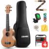 imageDonner Soprano Ukulele Mahogany 21 inch Ukelele Beginner Kit Online Lesson Gig Bag Strap Nylon String Tuner Picks Cloth DUS1 Ukalalee Set Christmas GiftBrown