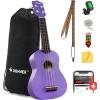 imageDonner Soprano Ukulele for Beginners 21 Inch Ukelele Starter Bundle Kit with Free Online Lessons Bag Strap String Tuner Picks Cloth Ukalalee Yukalalee BlackPurple