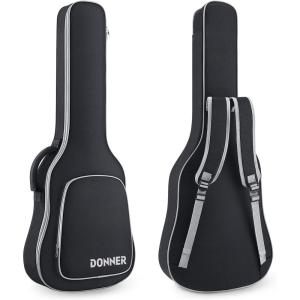imageDonner 36 Inch Acoustic Guitar Case 04 Inch Thick Padding Sponge 600D Ripstop Waterproof Nylon Soft Guitar Gig Bag with 3 Pockets and Back Hanger Loop Black39 inch5mm Thick