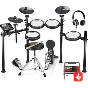 imageDonner DED200 MAX Electronic Drum Set with Industry Standard Mesh Heads 10 Snare 8 Tom 10 Tom 12 Crash 450 Authentic Sounds for Optimal Performance and Feel NEWDED200