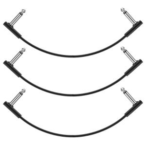 imageDonner Flat Patch Cables for Guitar Effect Pedal 6 Inch Save Space Clear Sound 14quot TS Right Angle 6 Packs12 Inch