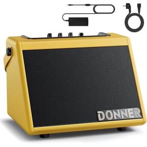 imageDonner Mini Electric Drum Amp 20W Wireless Electronic Drum Amplifier Keyboard Speaker DDA20 Portable for Home PracticeYellow
