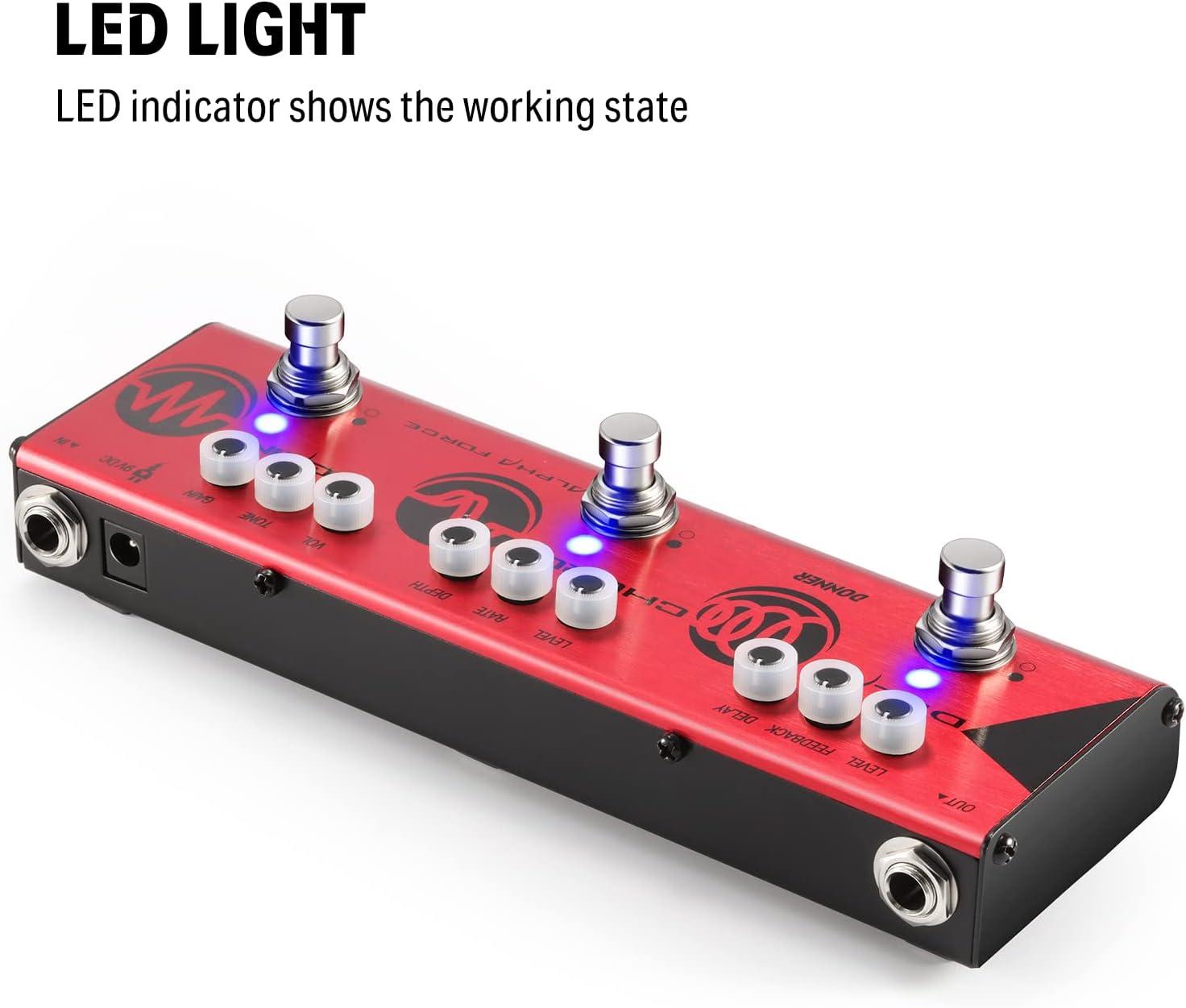 imageDonner Multi Effects Guitar Pedal Alpha Cruncher 3 Type Effects Delay Chorus Distortion Pedal with Adapter for Electric GuitarDelay Chorus High Gain