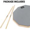 imageDonner 12 Inches Drum Practice Pad Silent Drum Pad Set Gray 2Sided With Drum SticksGrey