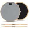 imageDonner 12 Inches Drum Practice Pad Silent Drum Pad Set Gray 2Sided With Drum SticksGrey