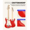 imageDonner 30 Inch Kids Electric Guitar Beginner Kits ST Style Mini Electric Guitar for Boys Girls with Amp 600D Bag Tuner Picks Cable Strap Extra Strings DSJ100 RedRed