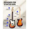 imageDonner 30 Inch Kids Electric Guitar Beginner Kits ST Style Mini Electric Guitar for Boys Girls with Amp 600D Bag Tuner Picks Cable Strap Extra Strings DSJ100 RedSunburst