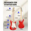imageDonner 30 Inch Kids Electric Guitar Beginner Kits ST Style Mini Electric Guitar for Boys Girls with Amp 600D Bag Tuner Picks Cable Strap Extra Strings DSJ100 RedRed