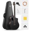 imageDonner 38quot Carbon X Wood Acoustic Guitar Beginner ampamp Intermediate Learner Kits  Carbon Fiber Top Wooden Body Durable Solid Guitar with Case Strap SteelString RISINGG1 Satin BrownBlack