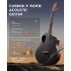 imageDonner 38quot Carbon X Wood Acoustic Guitar Beginner ampamp Intermediate Learner Kits  Carbon Fiber Top Wooden Body Durable Solid Guitar with Case Strap SteelString RISINGG1 Satin BrownBrown