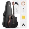 imageDonner 38quot Carbon X Wood Acoustic Guitar Beginner ampamp Intermediate Learner Kits  Carbon Fiber Top Wooden Body Durable Solid Guitar with Case Strap SteelString RISINGG1 Satin BrownBrown