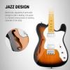 imageDonner 39 Inch Jazz Electric Guitar TL Thinline F Hole Beginner Full Size Hollow Guitar with HH PickupsBag Strap CableSunburstDJC1000SSunburst