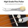 imageDonner Acoustic Guitar Bridge Pins 6PCS White Bone Bridge Pins Inlaid 3mm Abalone Dot with Guitar Pins Puller and SandpaperWhite Cattle Bone