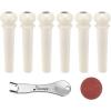 imageDonner Acoustic Guitar Bridge Pins 6PCS White Bone Bridge Pins Inlaid 3mm Abalone Dot with Guitar Pins Puller and SandpaperWhite Cattle Bone